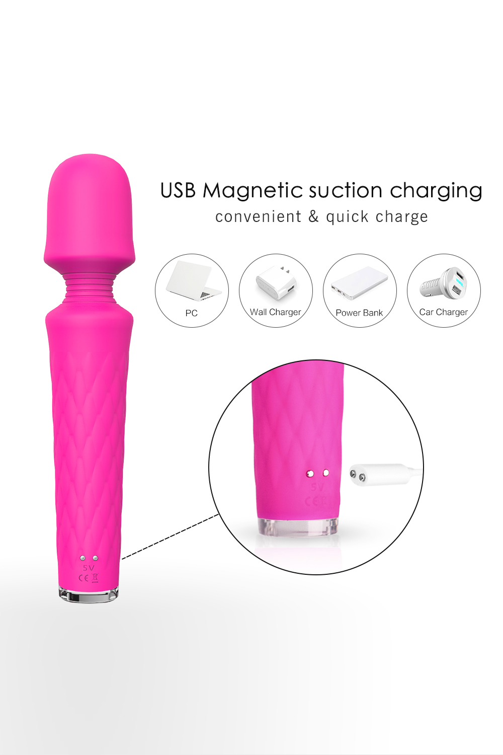 Pinkzyi LUNA 28-Mode Wand Vibrator - Rose Pink-08