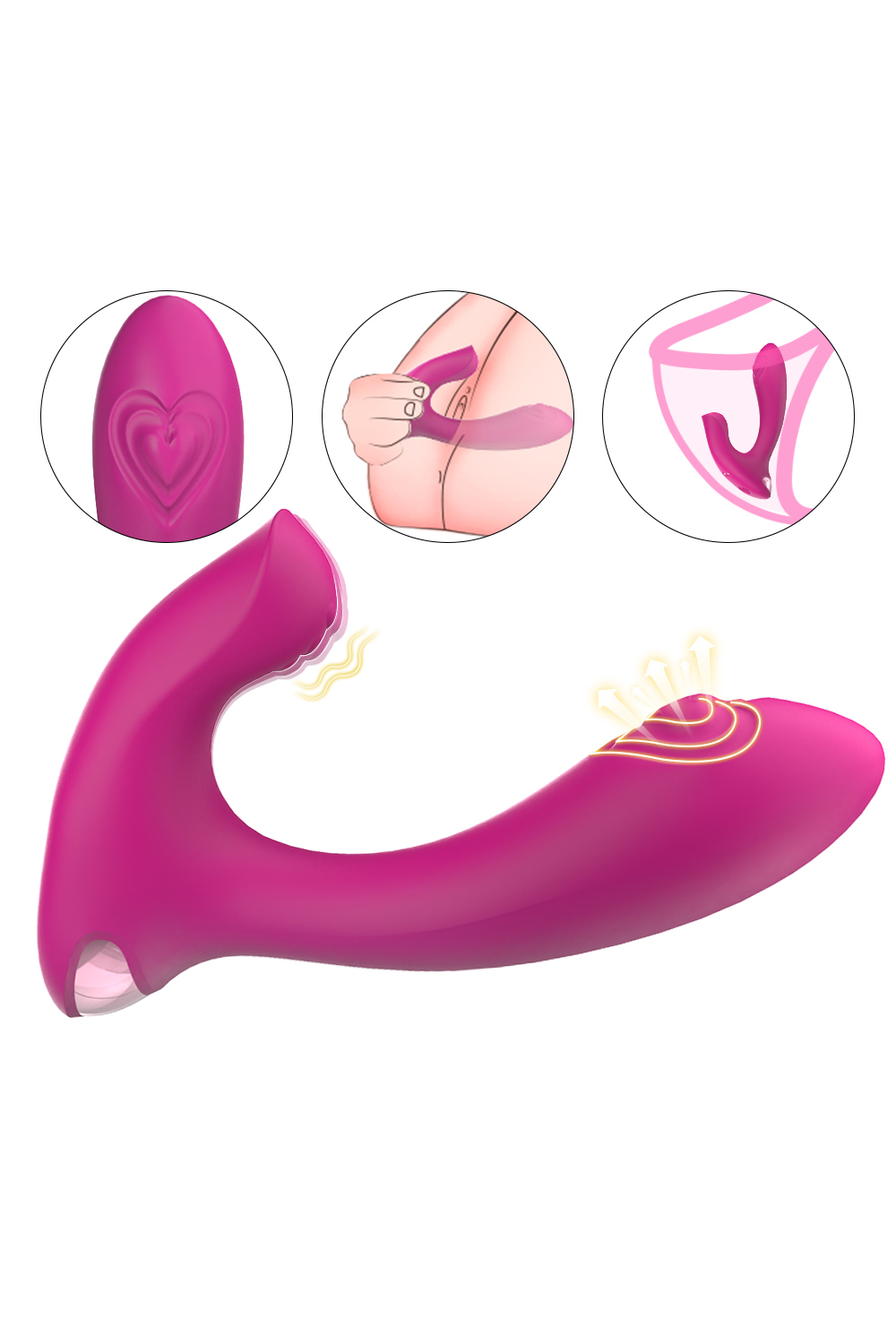 Pinkzyi Heart 9 Vibration Modes Wearable Vibrator - Rose red-06